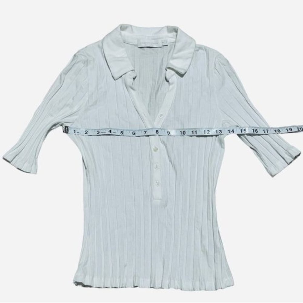 Jonathan Simkhai Terri Compact Ribbed Polo Shirt Size M - Picture 5 of 7